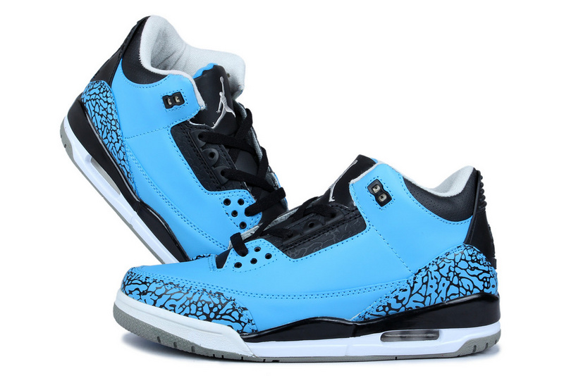 Air Jordan 3 Men Shoes Black/Deepskyblue Online